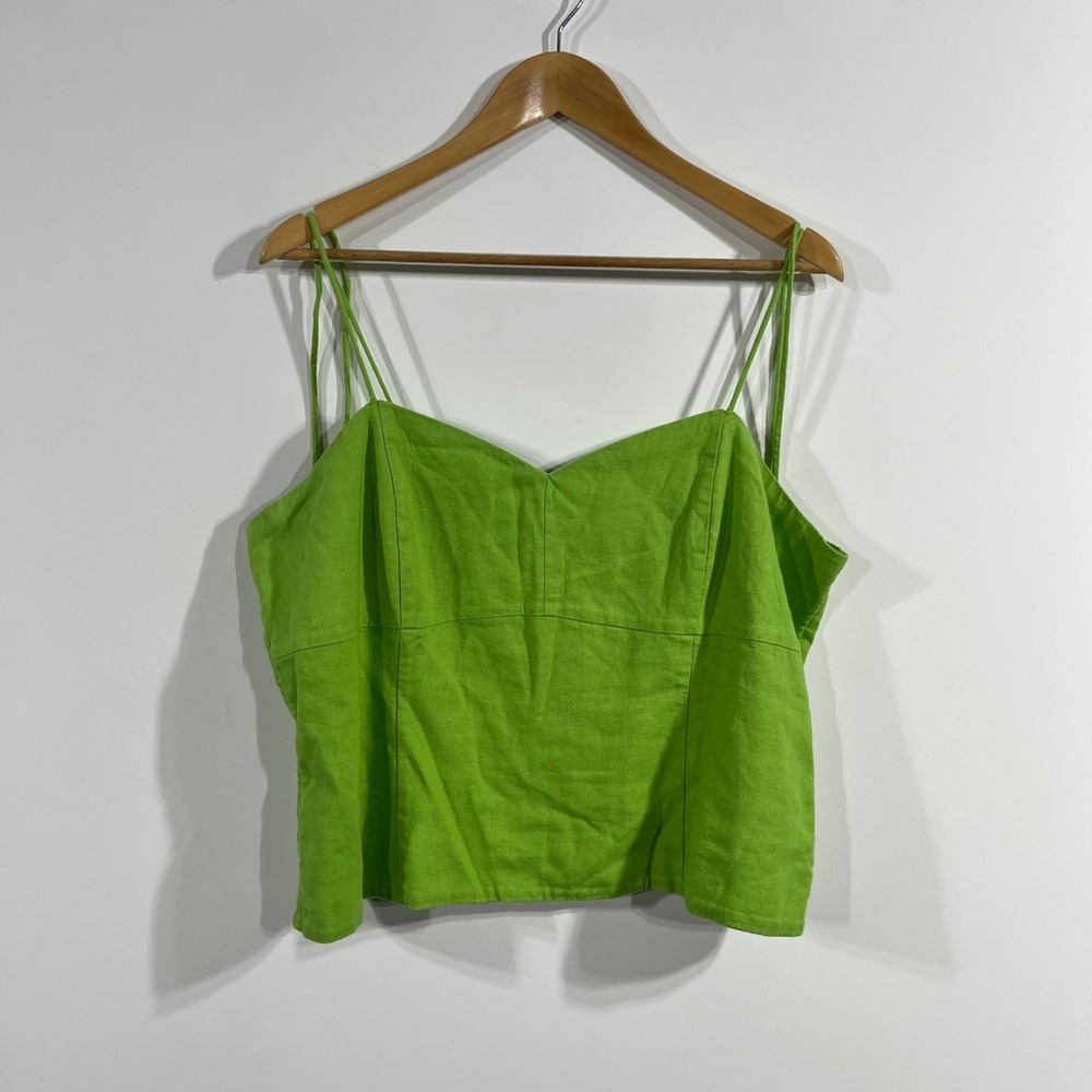Old Navy Renfair‎ Babydoll Festival Vibrant Charteuse Green Linen Blend Tank Top